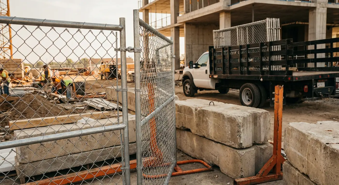 Commercial temporary fencing installation site in Smyrna, GA