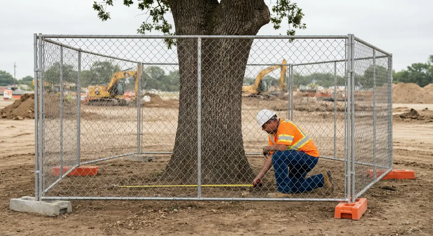 Tree protection zone fencing installation in Smyrna, GA