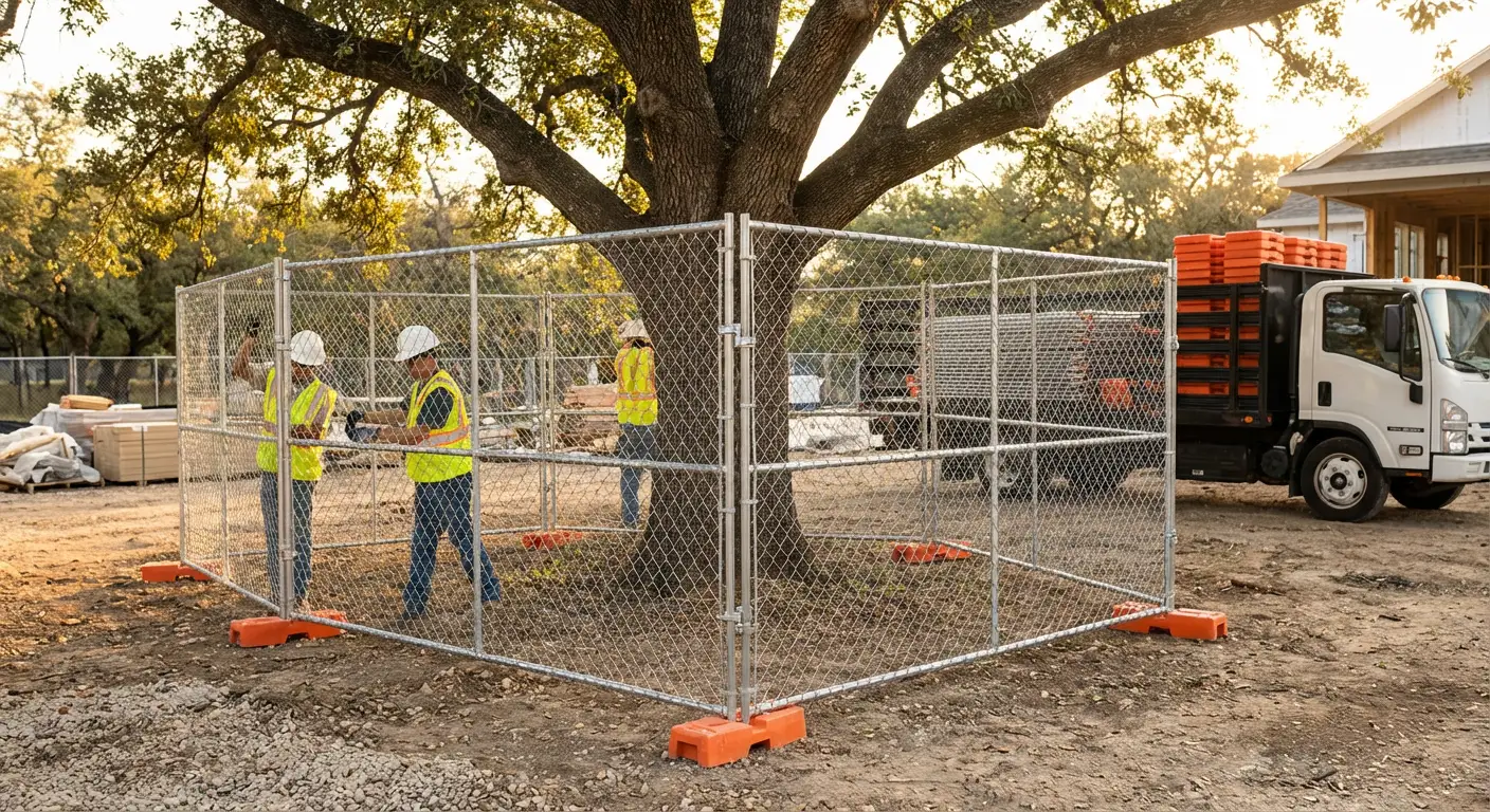 Tree protection zone fencing background in Smyrna, GA