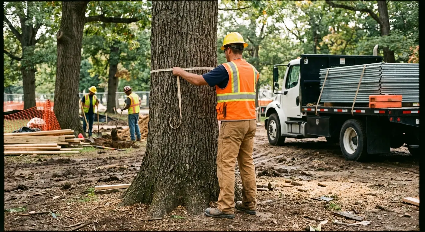 Tree protection zone fencing installation in Smyrna, GA