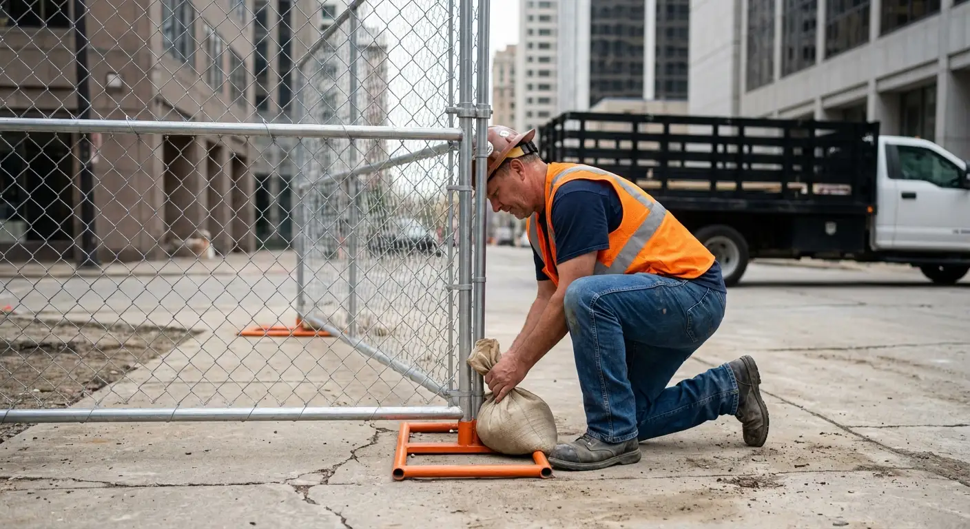 Temporary fence installation in Downtown Smyrna area