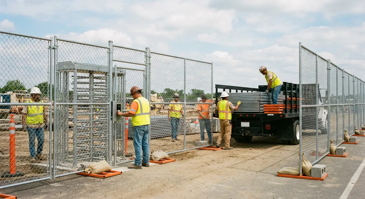 Secure construction site with temporary fencing in Smyrna, GA