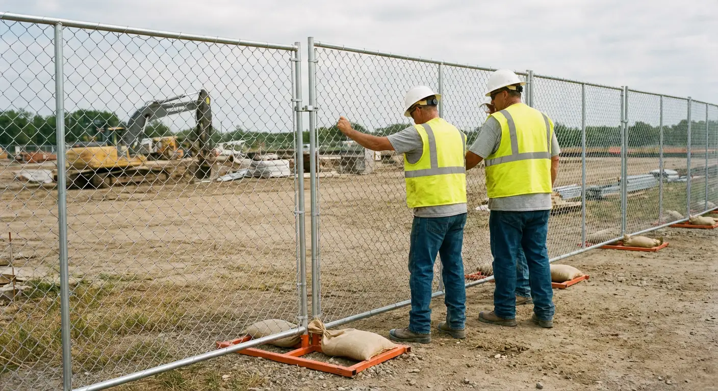 Construction site chain link panel installation in Smyrna, GA
