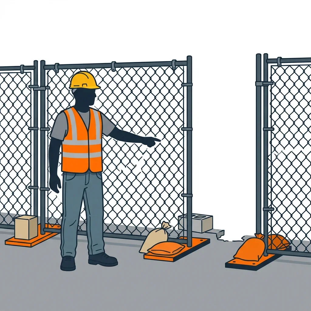 Diagram illustrating common construction site perimeter vulnerabilities in Smyrna, GA