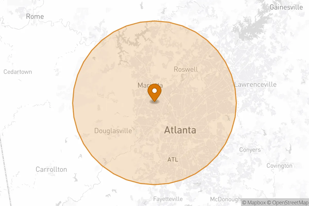 service area service area map in Smyrna, GA